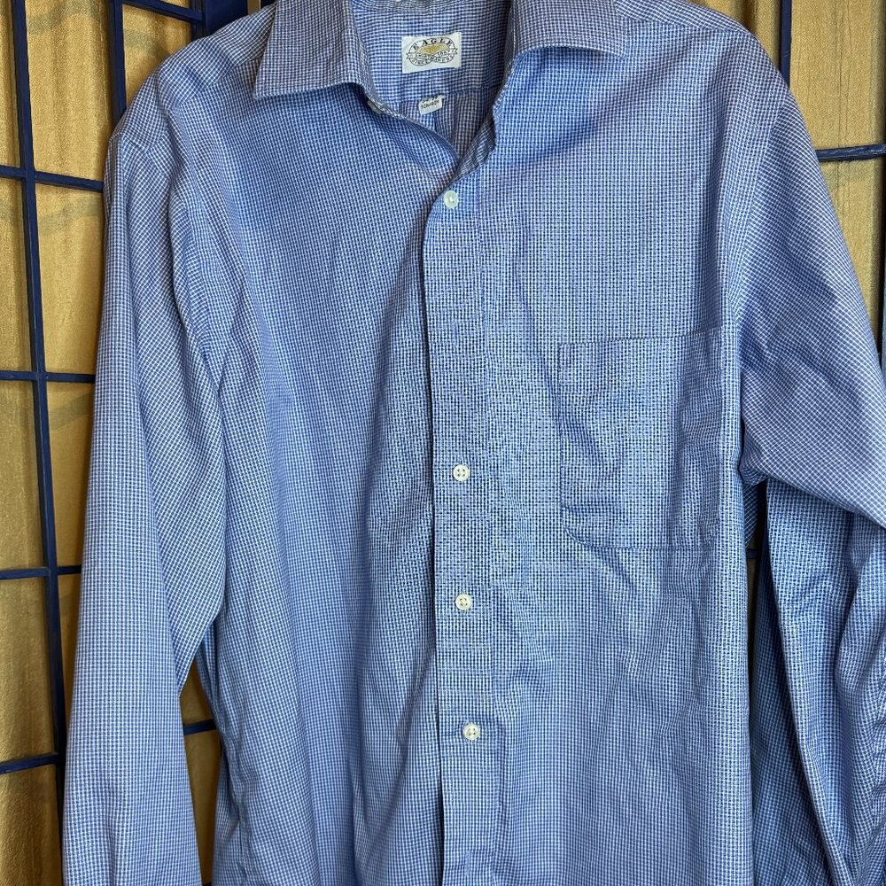 Eagle Shirtmakers Men’s Blue Check Button Down Shirt Made in USA XL